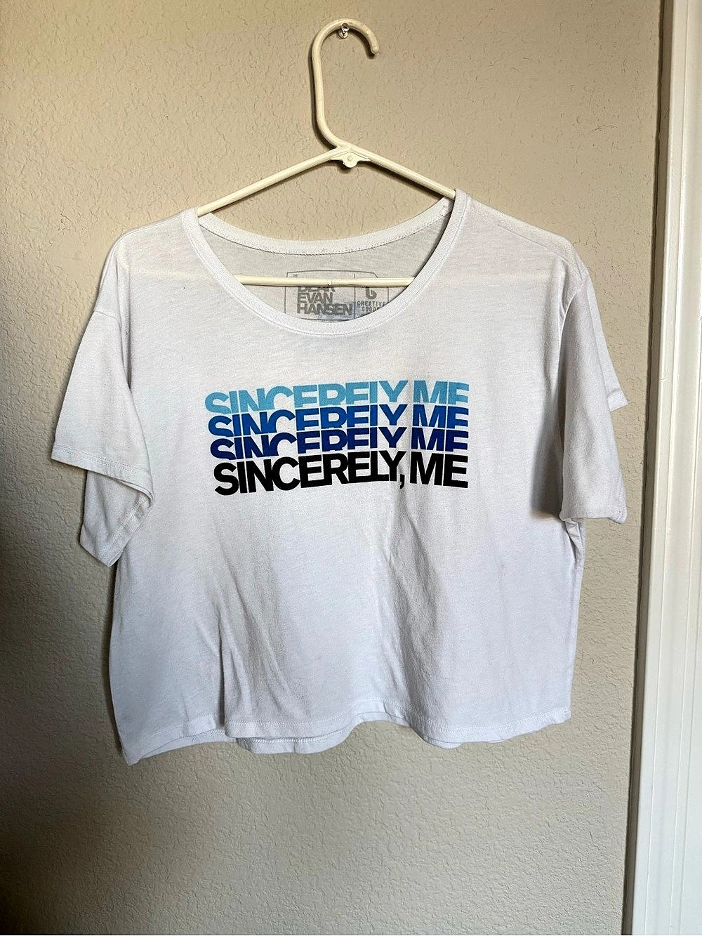 Dear Evan Hansen Sincerely, Me Crop Top White & Blue